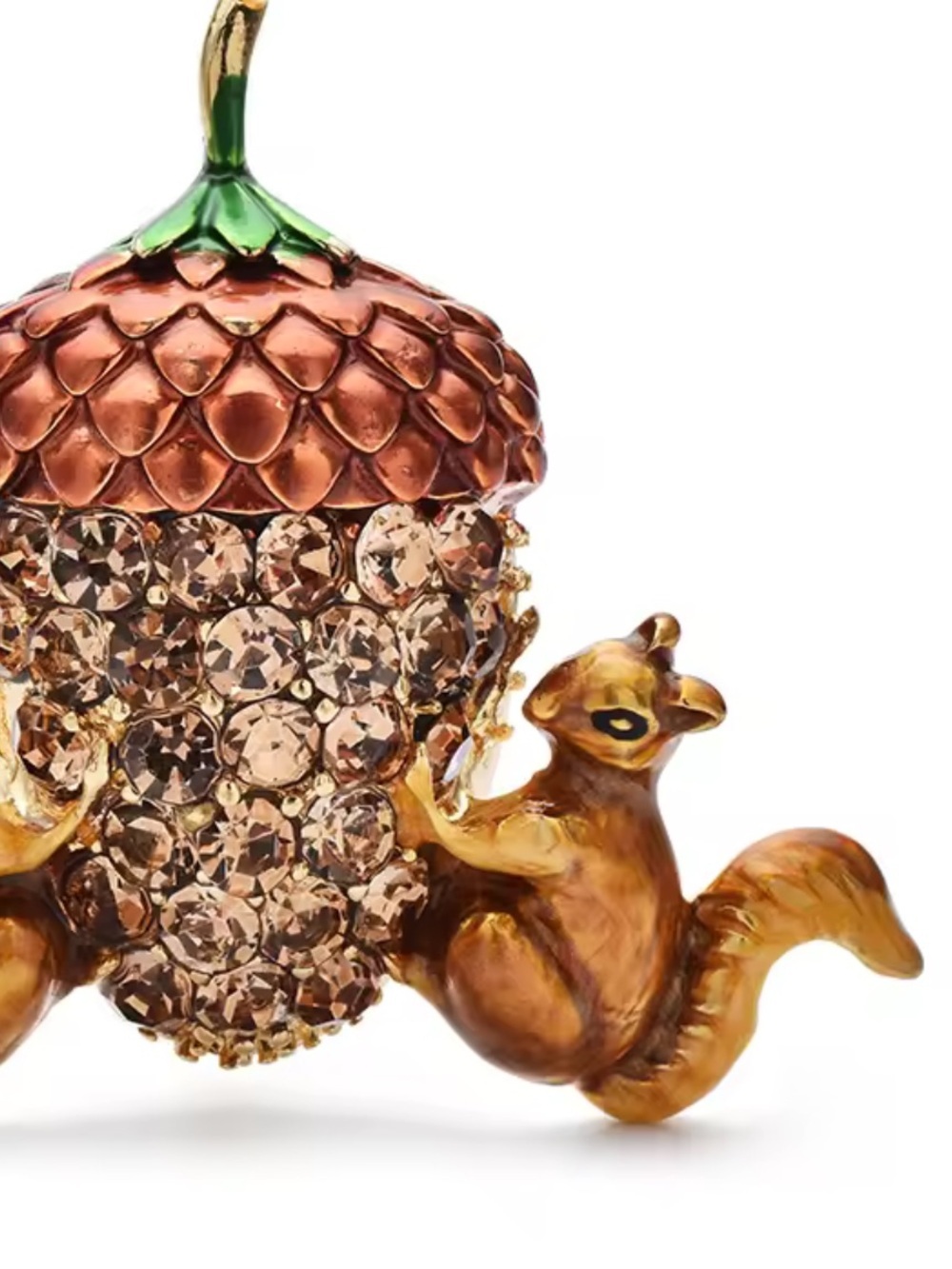 Cute Squirrel Brown Acorn Crystal Brooch - Picture 8 of 9